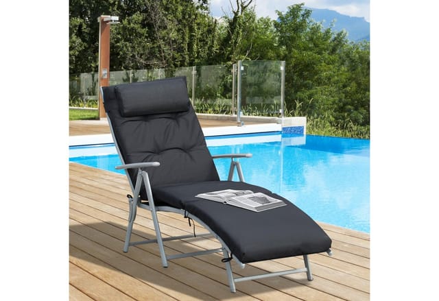 Outsunny Gartenliege, Metall, BxHxT: 137 x 100,5 x 63,5 cm - schwarz