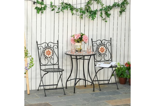 Outsunny Bistro-Set, Metall, 3-teilig - bunt