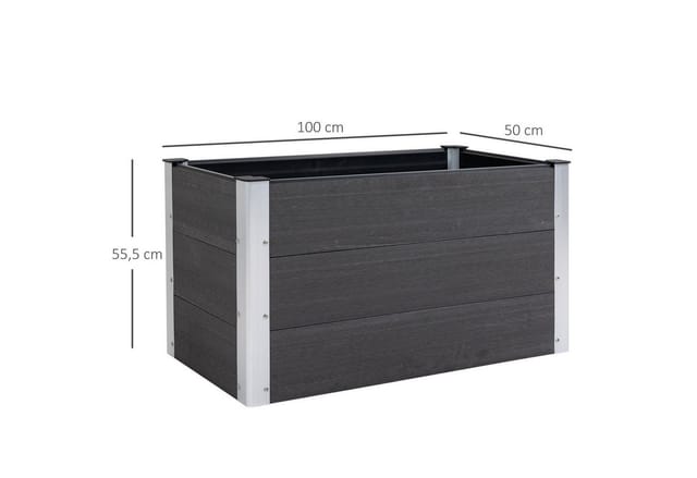 Outsunny Pflanzkasten, BxHxT: 100 x 50 x 50 cm, WPC/Aluminium - grau
