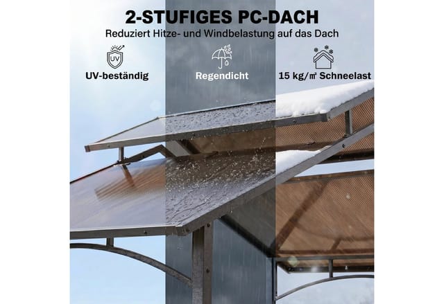 Outsunny Grillpavillon, BxHxT: 240 x 250 x 150 cm, schwarz/braun