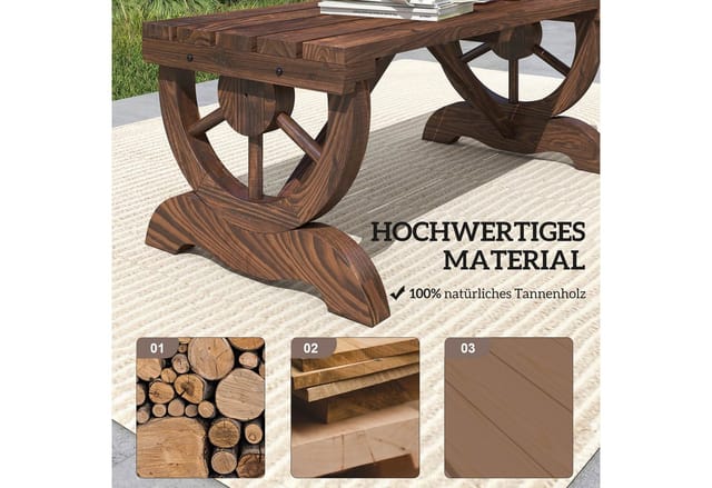 Outsunny Gartenbank, Holz, 2-Sitzer, BxHxT: 98 x 39,5 x 50 cm - braun