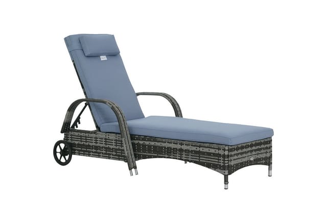 Outsunny Gartenliege, Metall, inkl. Auflagen, BxHxT: 200 x 72 x 73 cm - grau