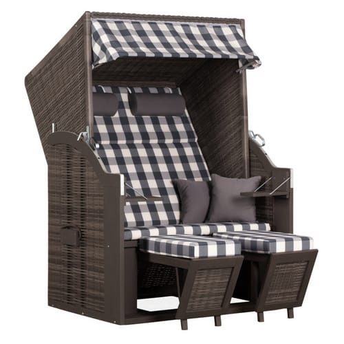 DEVRIES Strandkorb, BxHxT: 120 x 160 x 80 cm, Halblieger, dunkelgrau