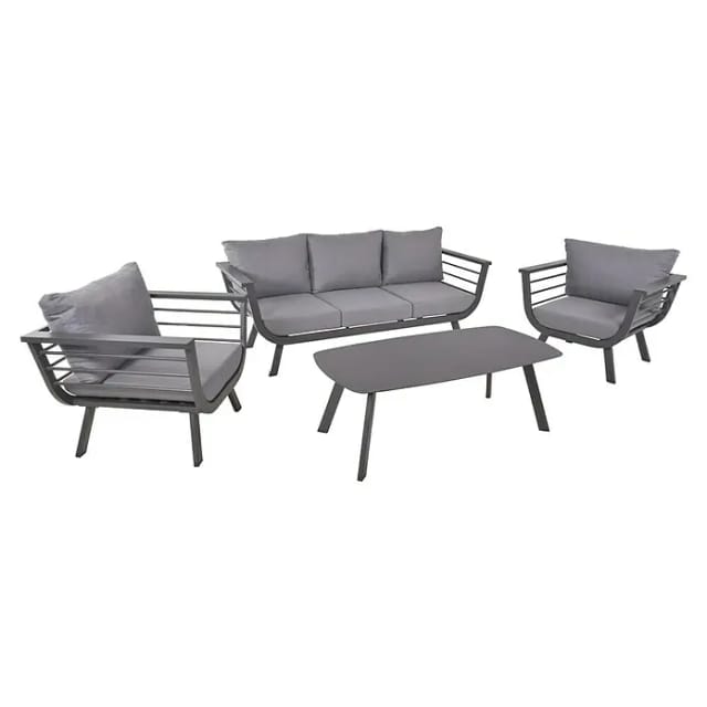 GARDEN PLEASURE Gartenmöbel »Elia«, 5 Sitzplätze, Aluminium/Polyester, inkl. Auflagen - grau