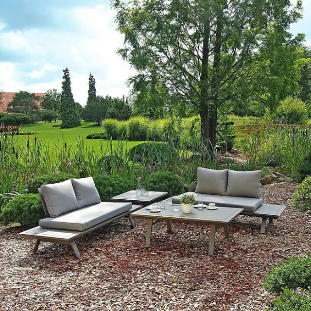 GARDEN PLEASURE Gartenmöbel »Celia«, 4 Sitzplätze, Aluminium/Polyester, inkl. Auflagen - grau
