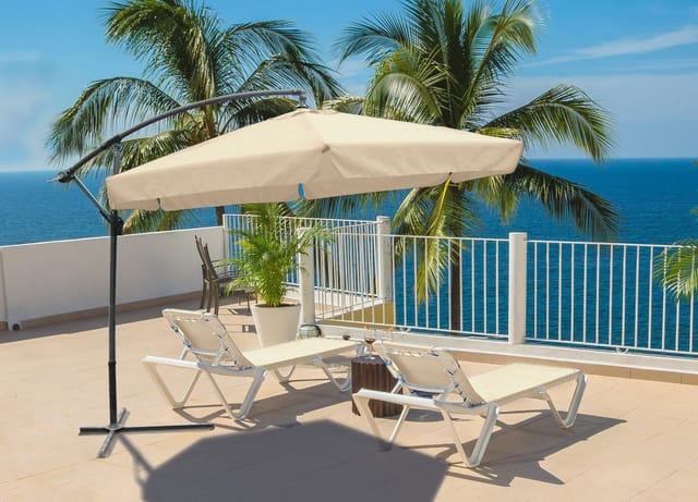 GARDEN PLEASURE Ampelschirm, Format: 300 cm cm, sechseckig, abknickbar - beige
