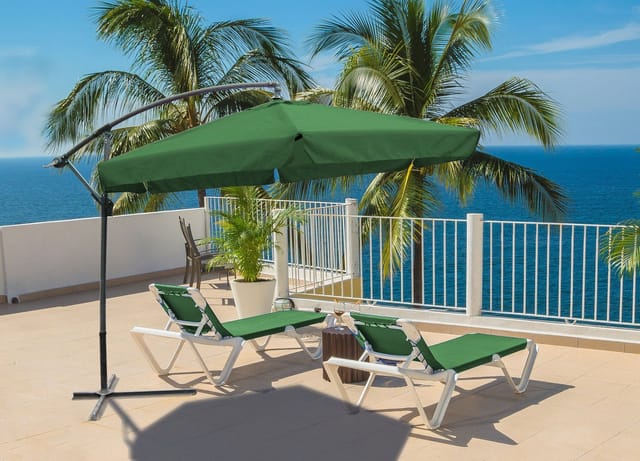 GARDEN PLEASURE Ampelschirm, Format: 300 cm cm, sechseckig, abknickbar - gruen