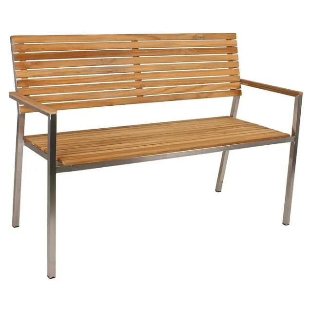 GARDEN PLEASURE Bank »DENVER«, Teakholz/Edelstahl, BxHxT: 125 x 86 x 55 cm - braun