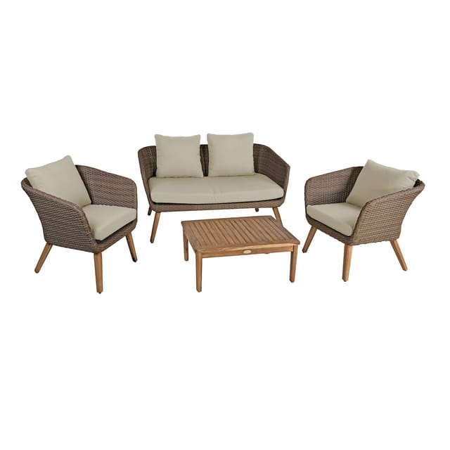GARDEN PLEASURE Gartenmöbel »Arona«, 4 Sitzplätze, Aluminium/Kunststoff/Polyester, inkl. Auflagen - grau