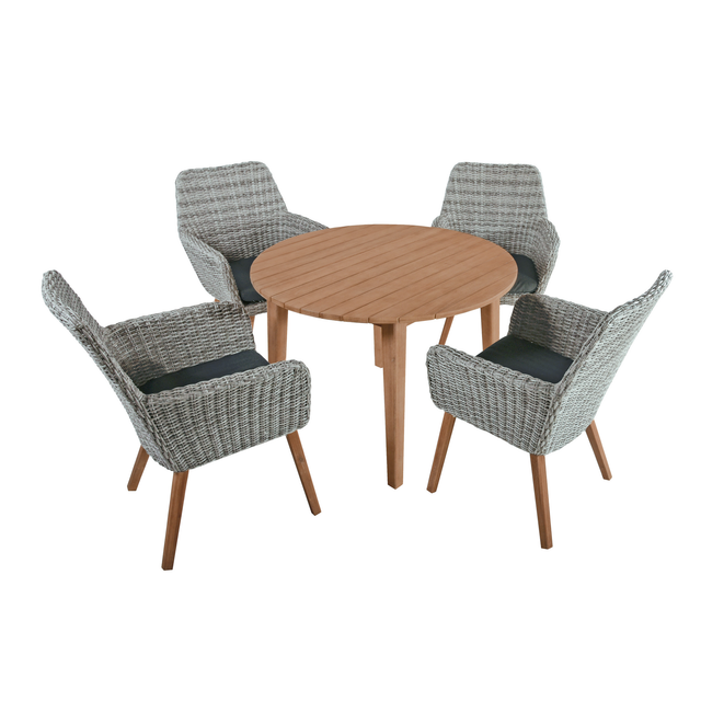 GARDEN PLEASURE Gartenmöbel »Rapallo/Arvada«, 4 Sitzplätze, Akazienholz/Aluminium/Polyester, inkl. Auflagen - grau