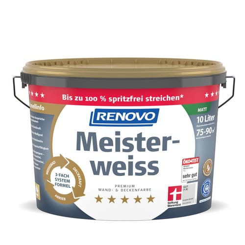 RENOVO Dispersionsfarbe, &raquo;Meisterweiss&laquo;, matt, 10 l