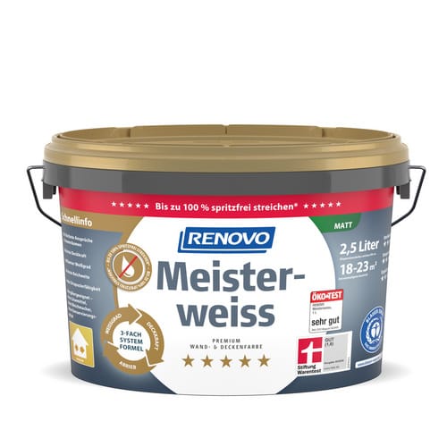 RENOVO Dispersionsfarbe, &raquo;Meisterweiss&laquo;, matt, 2,5 l