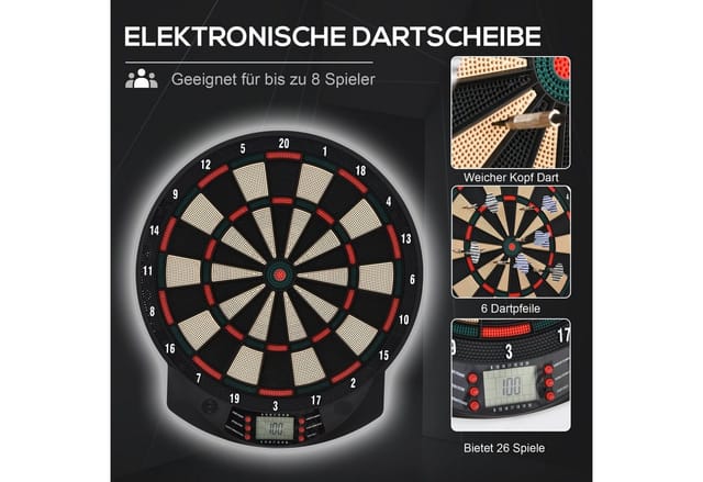 HOMCOM Dartboard, schwarz, Kunststoff