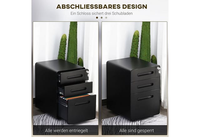 Vinsetto Aktenschrank, BxH: 48 x 59 cm, Stahl - schwarz