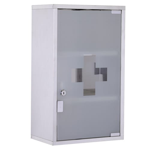 HOMCOM Medizinschrank, BxHxT: 30 x 50 x 18 cm, silberfarben, abschließbar