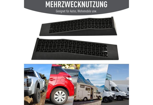 HOMCOM Auffahrrampe, BxHxL: 20 x 8 x 70 cm, Kunststoff - schwarz