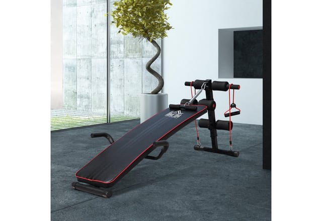 HOMCOM Bauchtrainer, schwarz/rot, BxHxL: 137,5 x 68 x 55,5 cm