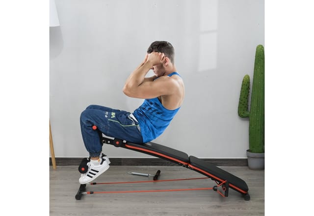 HOMCOM Bauchtrainer, schwarz/rot, BxHxL: 137 x 66 x 51 cm
