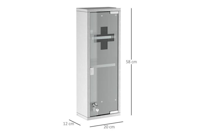 kleankin Medizinschrank, BxHxT: 20 x 58 x 12 cm, silberfarben, abschließbar