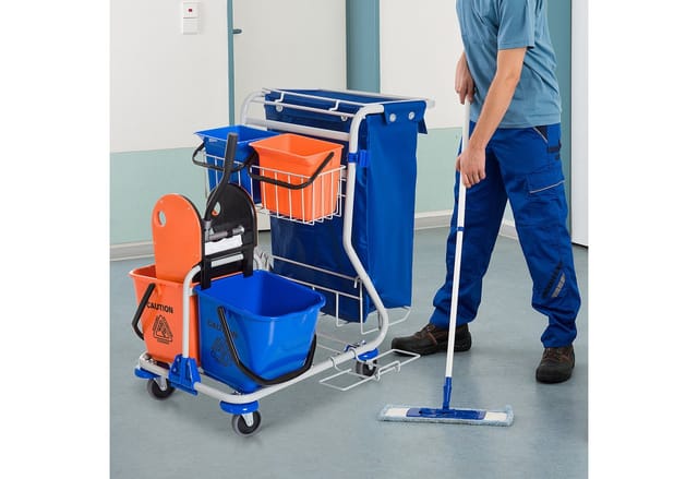 HOMCOM Reinigungswagen, max. Tragfähigkeit: 25 kg, blau/orange - bunt