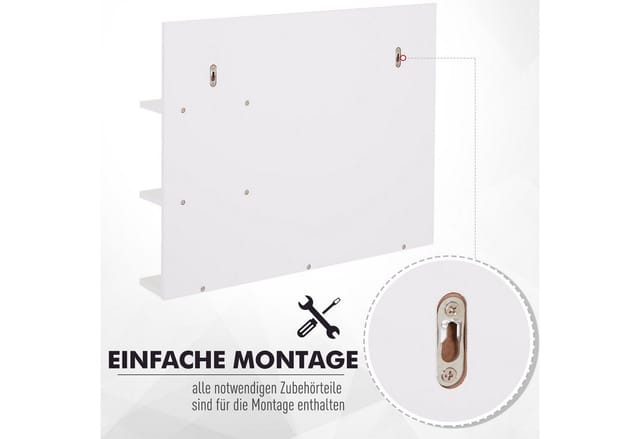 kleankin Wandspiegel, eckig, weiß - weiss