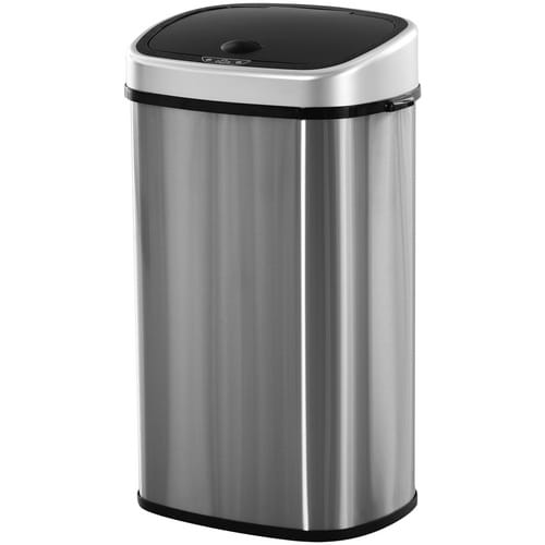 HOMCOM Mülleimer, Edelstahl/Kunststoff, 58 Liter - silberfarben