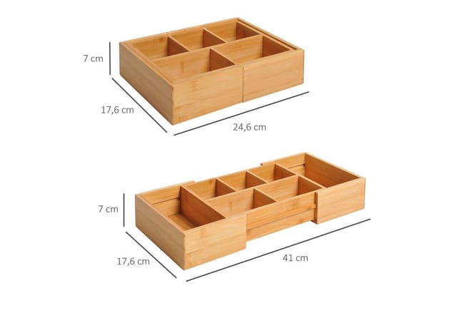 HOMCOM Schubladenorganizer, BxHxL: 17,6 x 7 x 24,6 cm, Bambus - beige