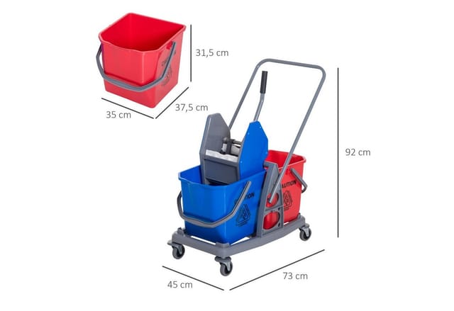HOMCOM Reinigungswagen, max. Tragfähigkeit: 15 kg, blau/rot