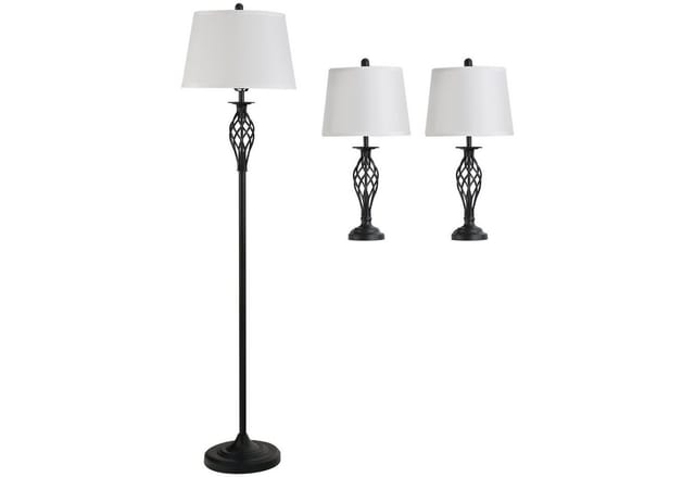 HOMCOM Stehleuchten-Set, Höhe: 30 cm, Gestell aus Metall - schwarz