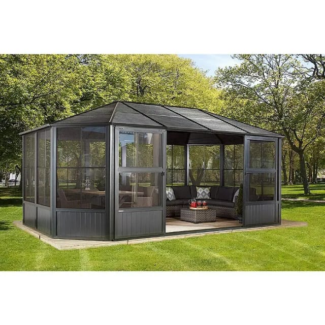 SOJAG Pavillon, rechteckig, BxT: 594 x 384 cm - grau