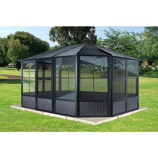 SOJAG Pavillon, rechteckig, BxT: 384 x 384 cm - grau