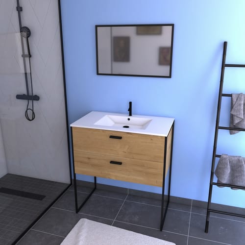 Marwell Badmöbel-Set, B: 80 cm, inkl. Armatur, Sanitärkeramik-Becken - beige