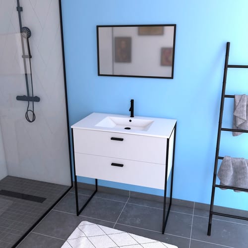 Marwell Badmöbel-Set, B: 80 cm, inkl. Armatur, Sanitärkeramik-Becken - weiss