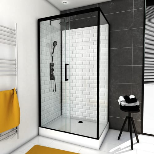 Marwell Komplettdusche »White Stone«, HxT: 230 x 80 cm - schwarz