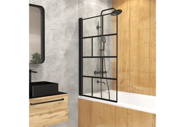 Marwell Badewannenfaltwand »BRICKS«, BxH: 75 x 125 cm, Sicherheitsglas - schwarz