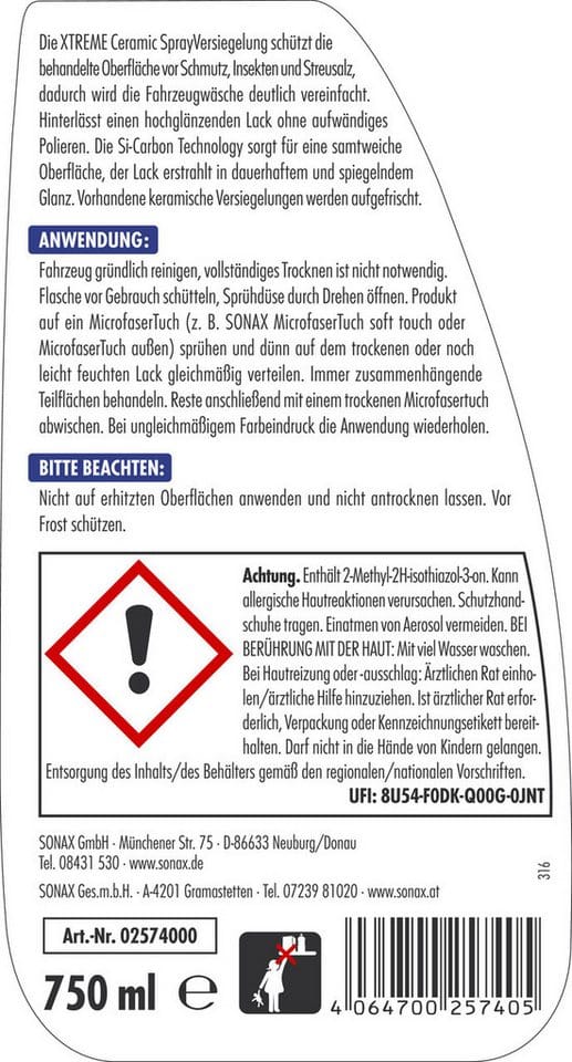 SONAX Versiegelung, »XTR«, 750 ml - orange