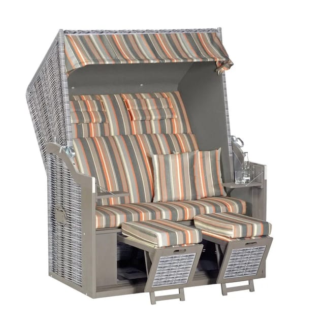 SUNNY SMART Strandkorb, Halblieger, LxBxH: 80x140x160 cm, grau