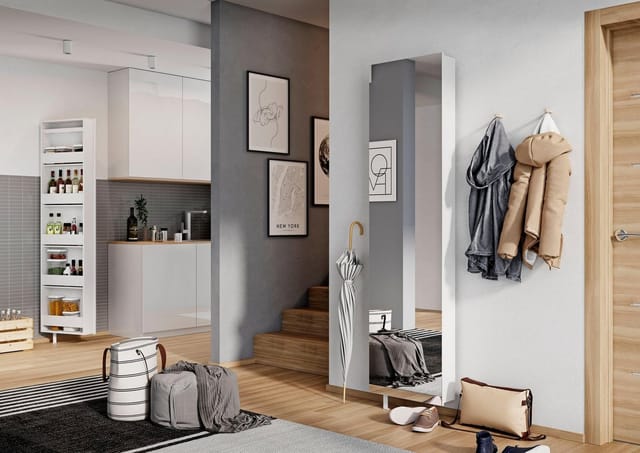 Drehschrank BxHxL: 50 x 196 x 18 cm, kaschiert/Touchwood - weiss