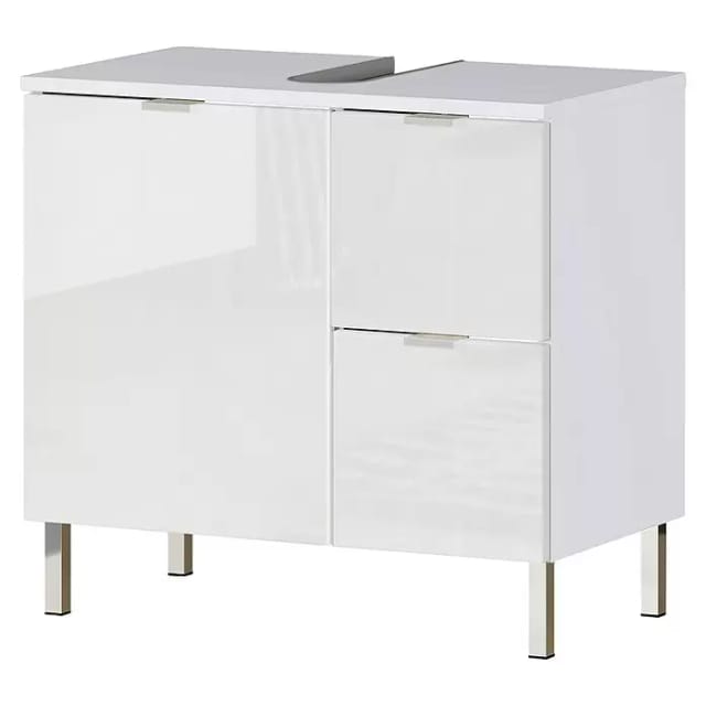 Waschbeckenunterschrank BxHxT: 60 x 56 x 34 cm, weiß/weiß Hochglanz - weiss