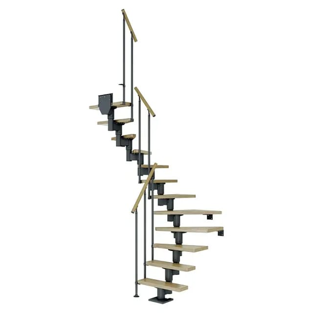 DOLLE Mittelholmtreppe »Dublin«, eichenholz, 11 Stufen, bis 270cm Raumhöhe - grau