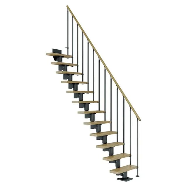 DOLLE Mittelholmtreppe »Dublin«, eichenholz, 12 Stufen, bis 292cm Raumhöhe - grau