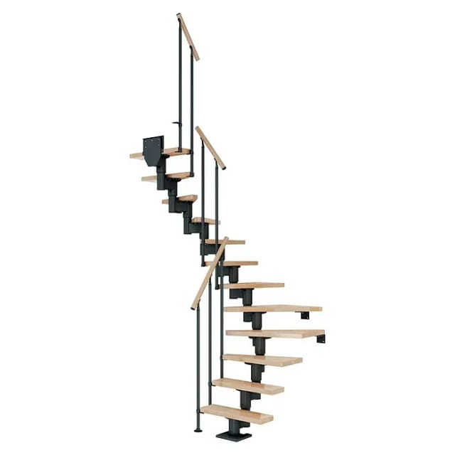DOLLE Mittelholmtreppe »Dublin«, buchenholz, 11 Stufen, bis 270cm Raumhöhe - grau