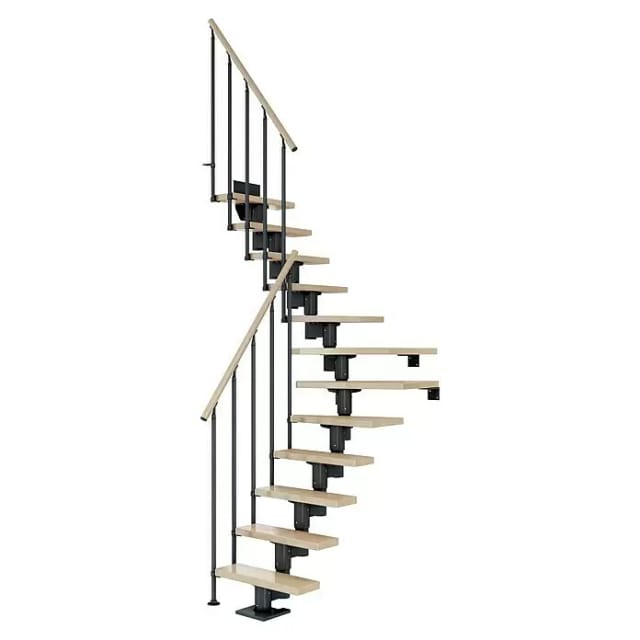DOLLE Mittelholmtreppe »Dublin«, buchenholz, 14 Stufen, bis 337cm Raumhöhe - grau