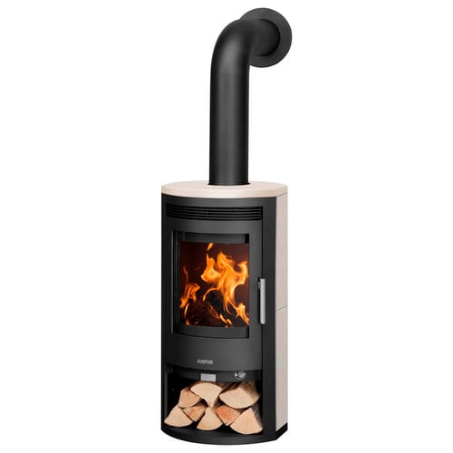 JUSTUS Kaminofen »Baltrum D 2.0«, schwarz/beige, Kalkstein, 5,5 kW, Dauerbrand geeignet