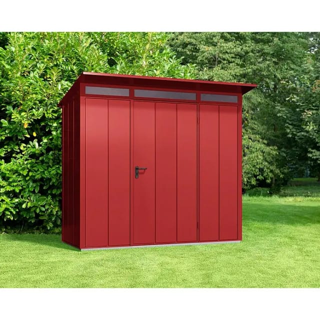 Ecostar Gerätehaus »Elegant-P«, Metall, BxHxT: 238 x 228,6 x 107,8 cm (Außenmaße inkl. Dachüberstand) - rot