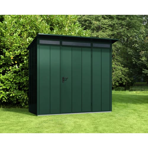 Ecostar Gerätehaus »Elegant-P«, Metall, BxHxT: 238 x 228,6 x 107,8 cm (Außenmaße inkl. Dachüberstand) - gruen