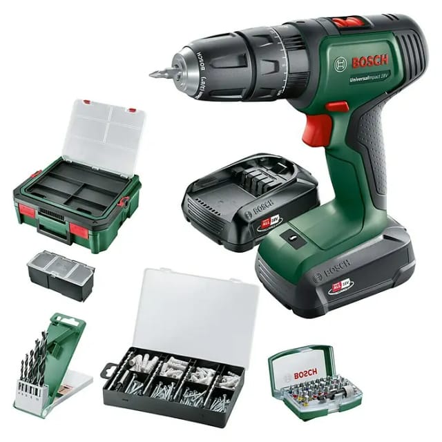BOSCH HOME & GARDEN Akku-Bohrschrauber »Universal Impact«, 18 V, inkl. Systembox - gruen