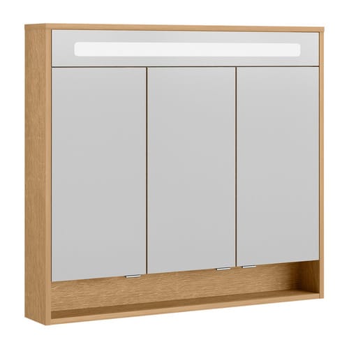 FACKELMANN Spiegelschrank »NATURA«, Asteiche, 3 Türen, LED ,BxHxT: 93,4 x 84 x 15,5 cm - grau