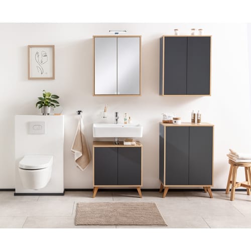 FACKELMANN Doppel-Midischrank »FINN«, Anthrazit, 2 Türen, BxHxT: 60 x 75 x 30,5 cm - grau
