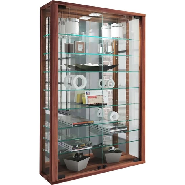 VCM Vitrine »Vitrosa«, mit LED-Beleuchtung, BxH: 59 x 91,3 cm, Holzwerkstoff/Glas - braun